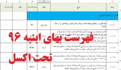 فهرست بهای ابنیه 96 -تحت اکسل